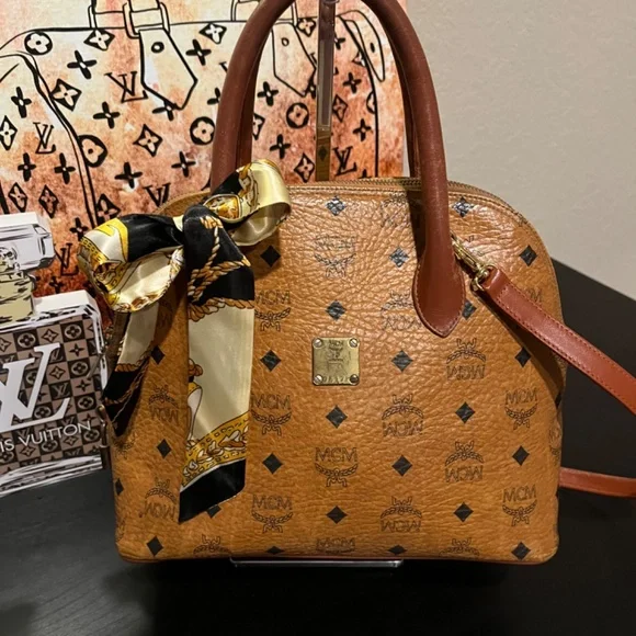 MCM Authentic Alma Visetos Cognac 2 Way Shoulder Bag made in Germany - Picture 2 of 11